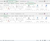 Screenshots Word-Menübänder vor und nach einer Änderung