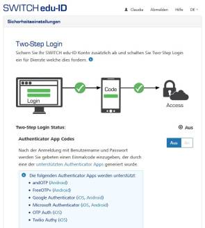 Switch-edu-ID-Two-Step-Login-Optionen