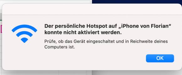 Hotspot Fehlermeldung