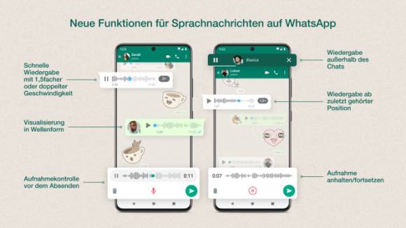 Screenshots der neuen Sprachfunktionen
