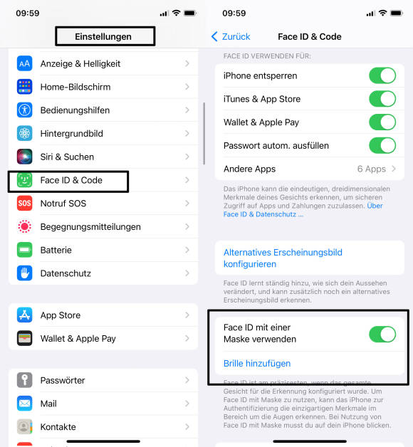 Einstellungen zur Face-ID
