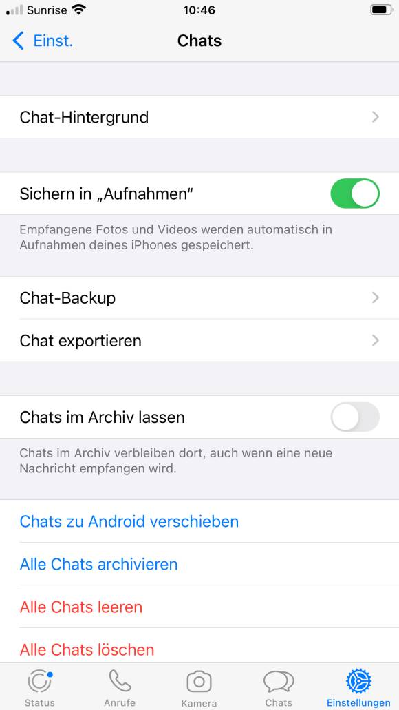 Screenshot vom iPhone-Backup