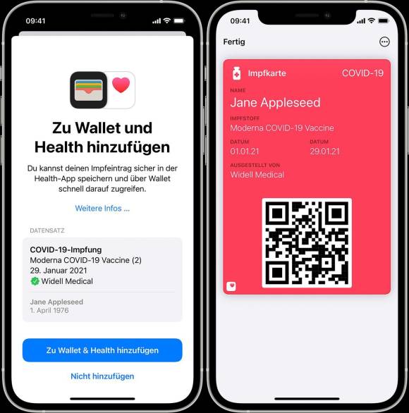 Zertifikat mit QR-Code auf einem iPhone 