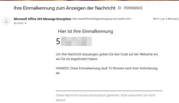 Email mit Einmalkennung in Gmail