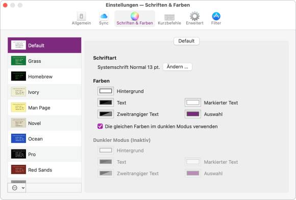 Der Screenshot zeigt verschieden Darstellungen, die sich in Bezug auf die Farbe und die Schriften unterscheiden