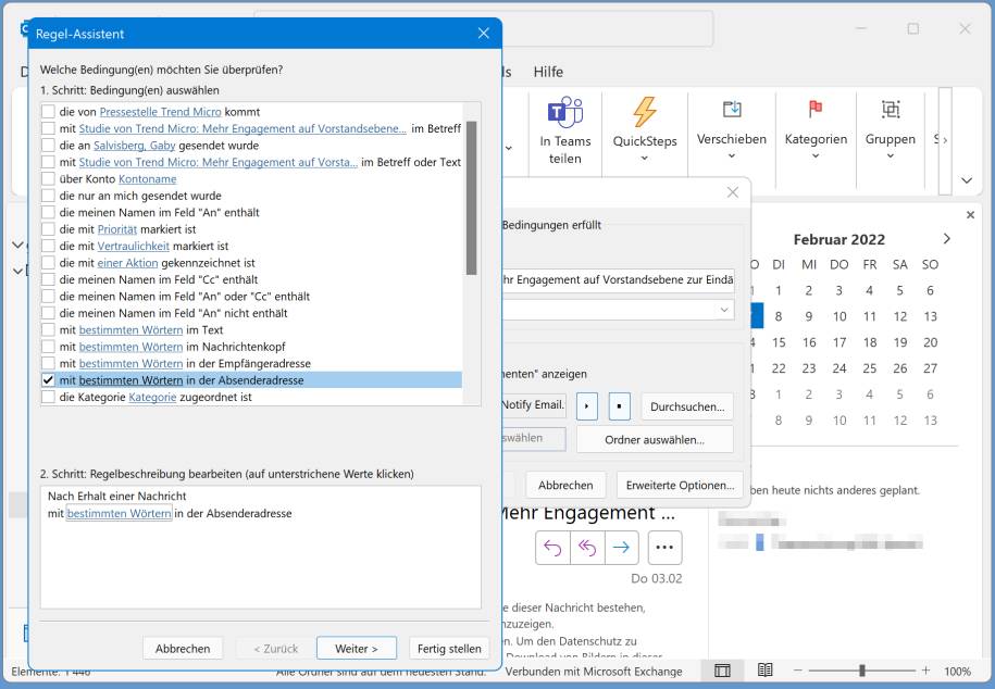 Outlook Alle Mails von bestimmter Domain verschieben pctipp.ch