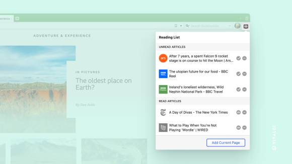 Leseliste im Vivaldi-Browser