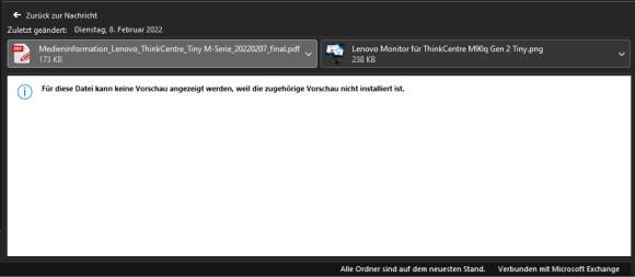 Screenshot Fehlermeldung in Outlook