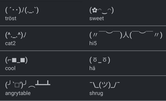 Beispiele für Text-Emotes und passende Abkürzungen 