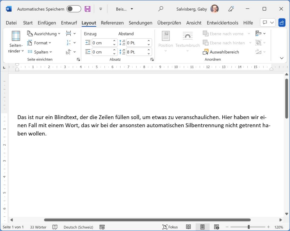 Word und LibreOffice Writer Dieses Wort nicht trennen pctipp.ch