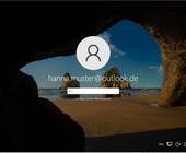 Dieser Windows-10-Anmeldeschirm zeigt die volle Mailadresse