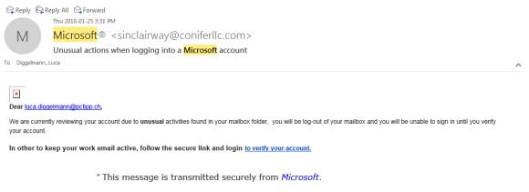 Screenshot einer Phising-Mail