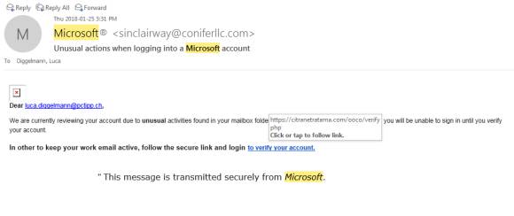 Screenshot einer Phishing-Mail