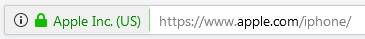 Bild 4: Hier ist die Domain farblich hervorgehoben. Das Zertifikat links hilft ebenfalls, Echtheit zu beweisen Die Adresszeile in einem Webbrowser