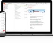 Screenshot swisscows.email auf einem Notebook und einem Smartphone