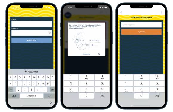 Drei Screenshots eines iPhones zeigen den einfachen Ablauf bei der Inbetriebnahme
