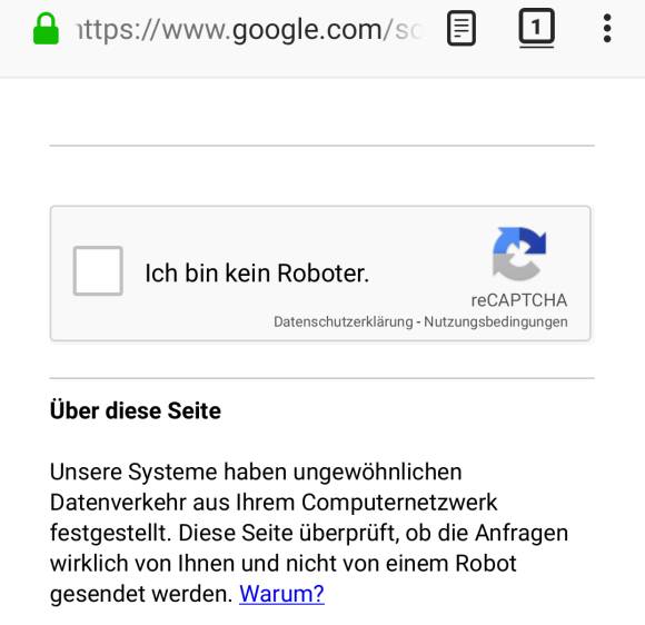 Screenhot der Google-Meldung 