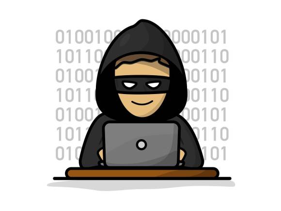 Gezeichneter Symbolbild-Hacker mit Kapuze und Augenmaske 