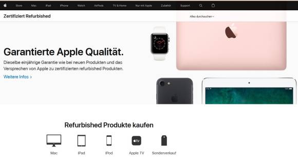 Refurbished-Produkte im Apple Store 