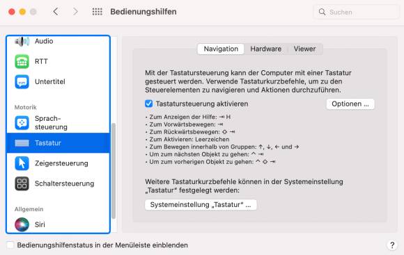 Screenshot MacOS Systemeinstellungen 