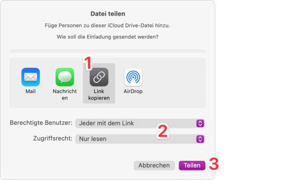 Der Screenshot zeigt, mit welchen Einstellungen ein Objekt sinnvollerweise geteilt wird