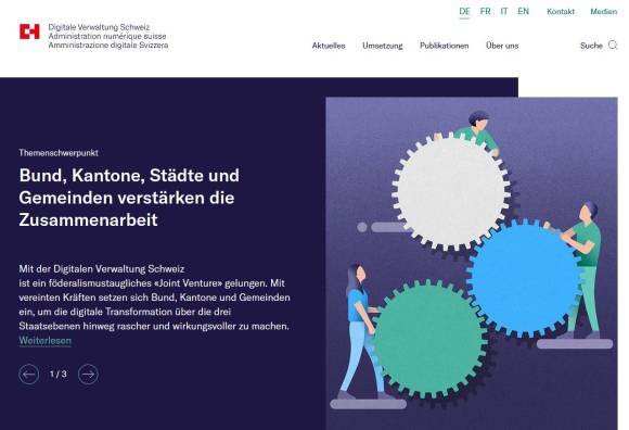 Screenshot Webseite Digitale Verwaltung Schweiz 