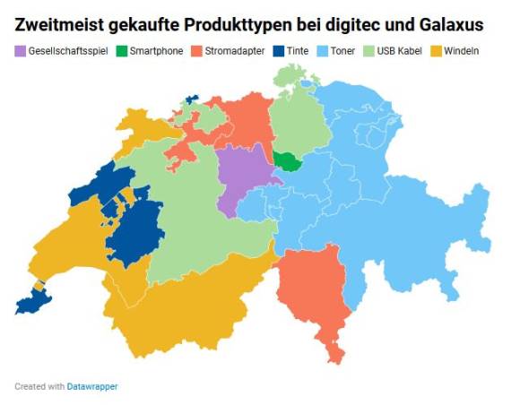 Schweizer Karte zweitmeist verkaufte Produkte