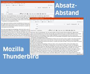 Screenshots Vergleich vorher und nachher: mit Absatzabstand und ohne 