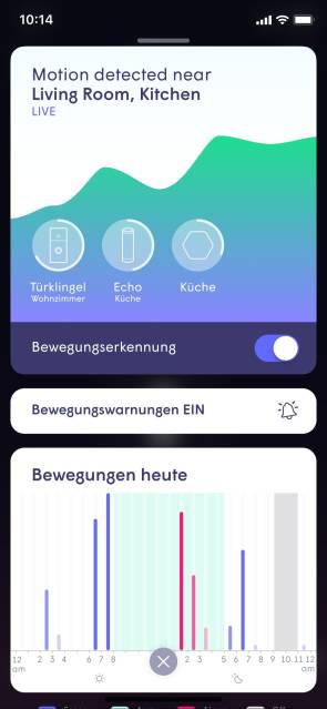 Der Menüpunkt Sense in der Homepass-App