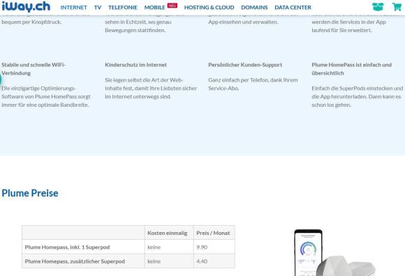 Screenshot des SuperPod-Angebots von iWay