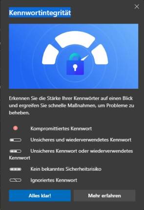 Indikatoren für Kennwort-Integrität