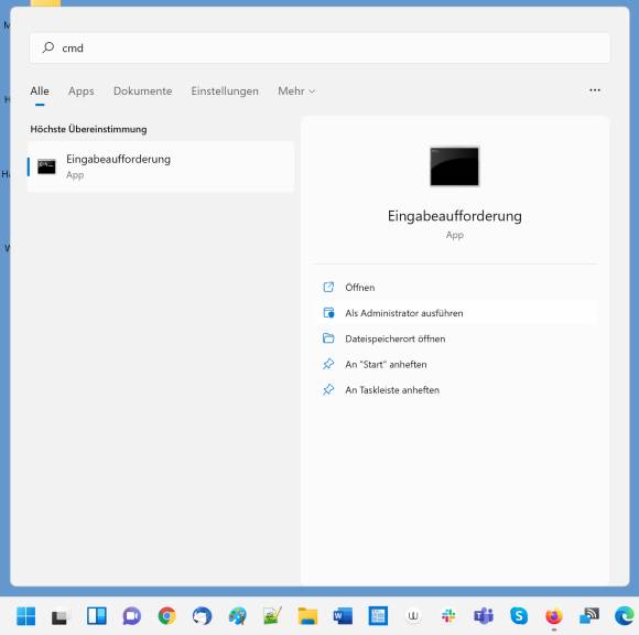 Startmenü-Screenshot