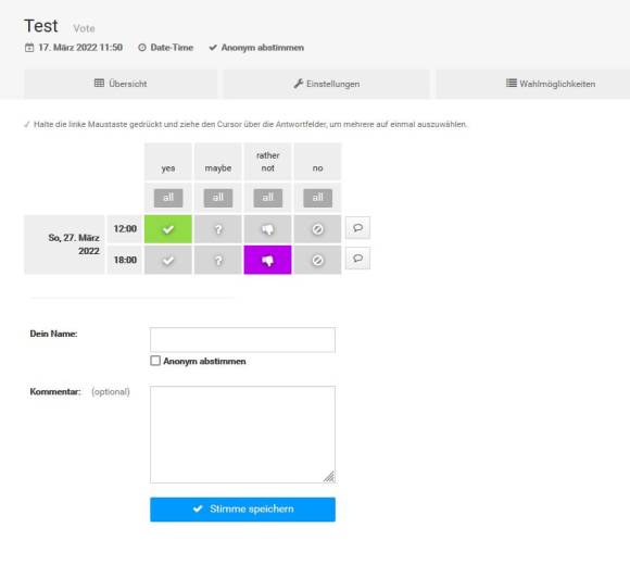 Bitpoll Teilnehmer stimmt ab