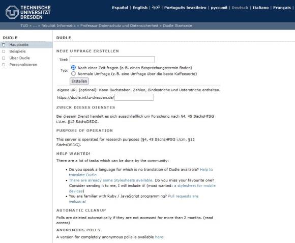 Webtool Dudle TU Dresden