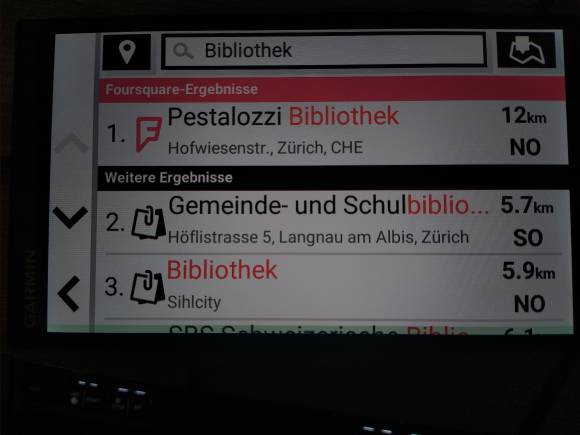 Drivesmart-Navi; Suche nach Bibliotheken