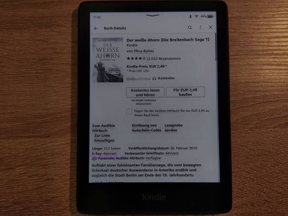 Info zu X-Ray bei einem E-Book