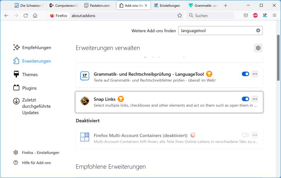 Firefox Addons installieren, verwalten, prüfen, Updates checken