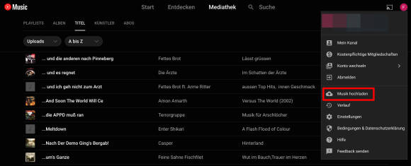 Screenshot von YouTube Music 