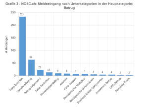 Säulendiagramm, sortiert nach Betrugsfällen nach Kategorie 