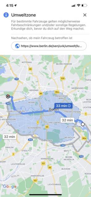 Screenshot Google-Maps-App auf dem Smartphone
