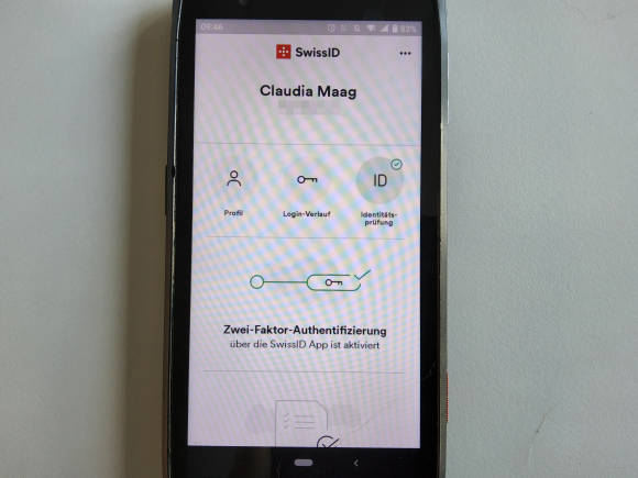SwissID-Dashboard in der Android-App