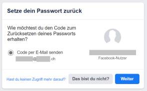 Passwortzurücksetzung bei Facebook