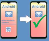 Zwei Android-Smartphones, eins teilt sein WLAN-Passwort