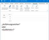 Mailfenster mit Begriffen mit zwei verschiedenen Sorten Anführungszeichen