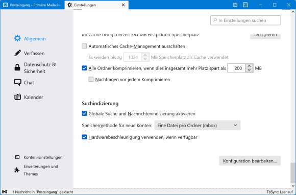 Screenshot Thunderbird-Einstellungen