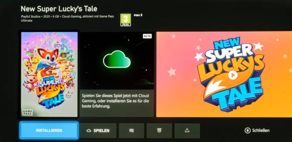 Der Screenshot zeigt die Installation eines Spiels auf der Xbox