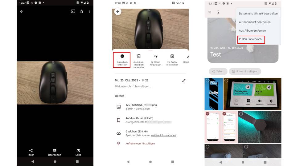 Google Fotos Bilder aus einem Album heraus löschen pctipp.ch