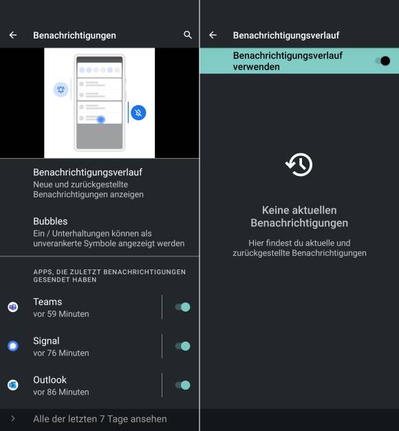 Screenshots Android-Einstellungen