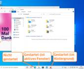 Darstellung von angehefteten und gestarteten Programmen in der Taskleiste
