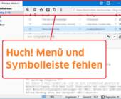 Screenshot zeigt Thunderbird ohne Symbol- und Menüleisten